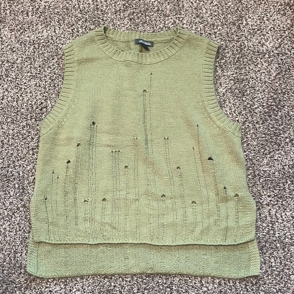 Dark green distressed sweater vest